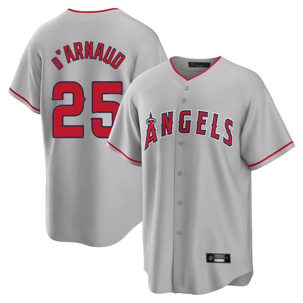 Tlead LA.Angels #25 Travis d'Arnaud Player Gray Home Game Stitched Jerseys