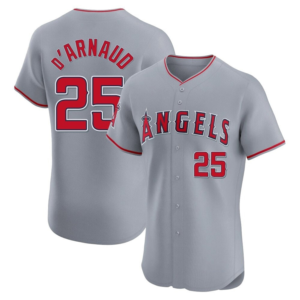 Tlead LA.Angels #25 Travis d'Arnaud Player Gray Home Limited Elite Stitched Jerseys