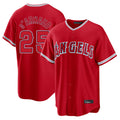 Tlead LA.Angels #25 Travis d'Arnaud Player Red Home Game Stitched Jerseys