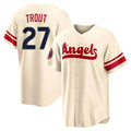 Tlead LA.Angels #27 Mike Trout Player Cream City Connect Home Stitched Jerseys