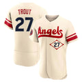 Tlead LA.Angels #27 Mike Trout Player Cream City Connect Limited ELite Home Stitched Jerseys