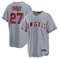 Tlead LA.Angels #27 Mike Trout Player Gray Home Game Stitched Jerseys