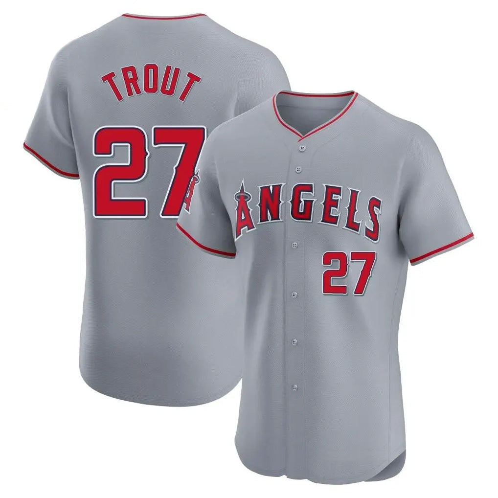 Tlead LA.Angels #27 Mike Trout Player Gray Home Limited Elite Stitched Jerseys