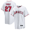 Tlead LA.Angels #27 Mike Trout Player White Home Game Stitched Jerseys