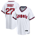 Tlead LA.Angels #27 Mike Trout Player White T-shirt Home Game Stitched Jerseys