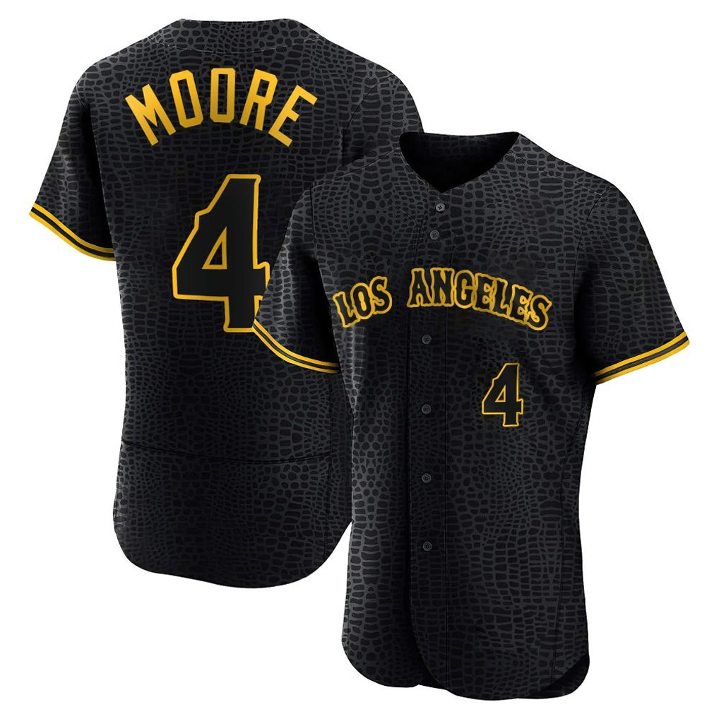 Tlead LA.Angels #4 Christian Moore Player Black Snake Skin City Limited Elite Home Stitched Jerseys