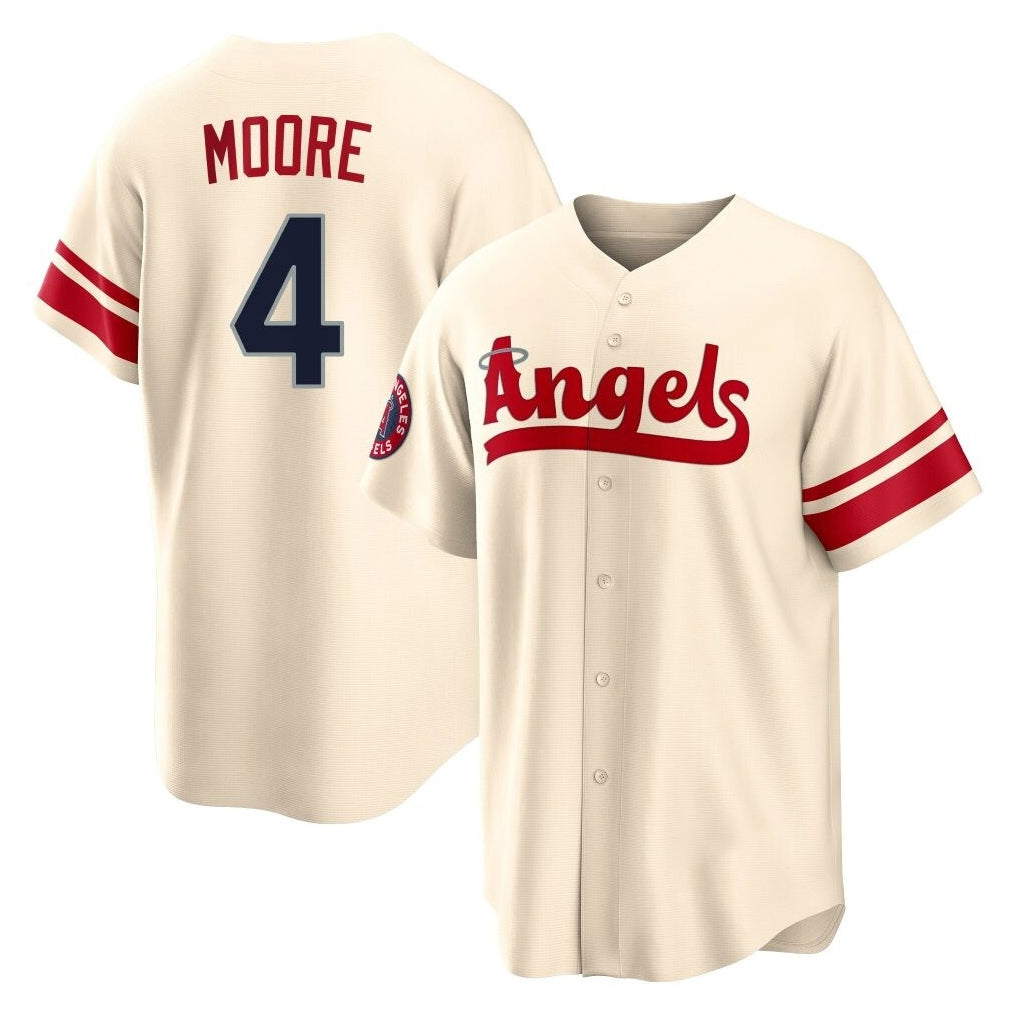 Tlead LA.Angels #4 Christian Moore Player Cream City Connect Home Stitched Jerseys