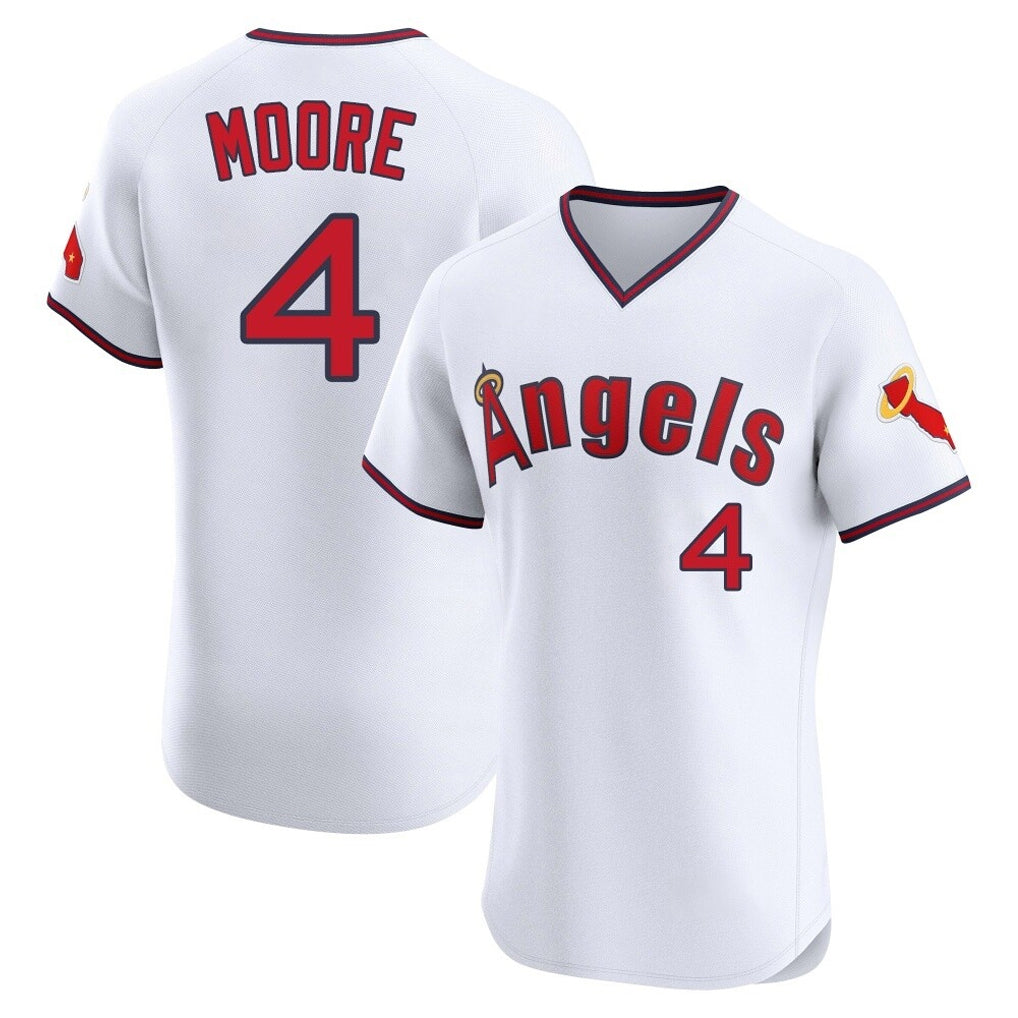 Tlead LA.Angels #4 Christian Moore Player White T-shirt Home Limited Stitched Jerseys