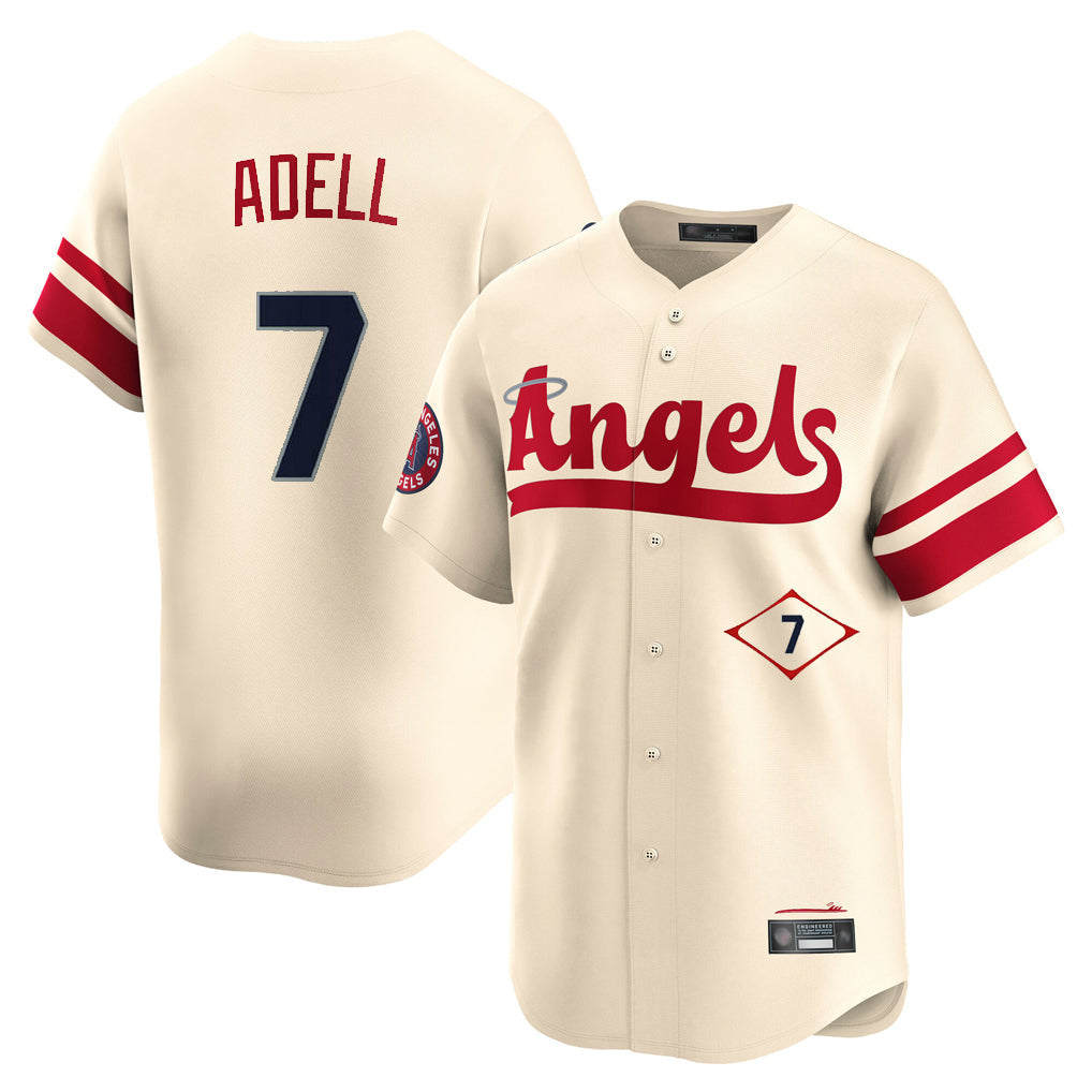 Tlead LA.Angels #7 Jo Adell Player Cream City Connect Limited Home Stitched Jerseys