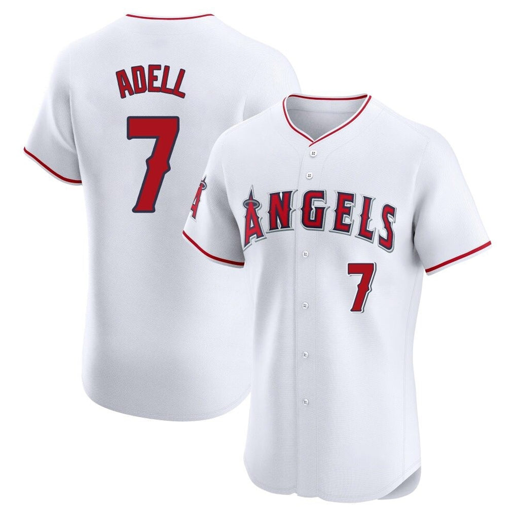 Tlead LA.Angels #7 Jo Adell Player White Limited Elite Stitched Home Jerseys