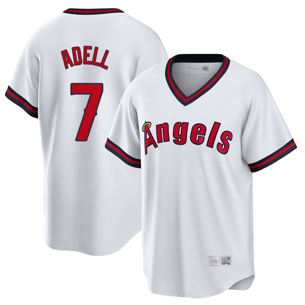 Tlead LA.Angels #7 Jo Adell Player White T-shirt Home Game Stitched Jerseys