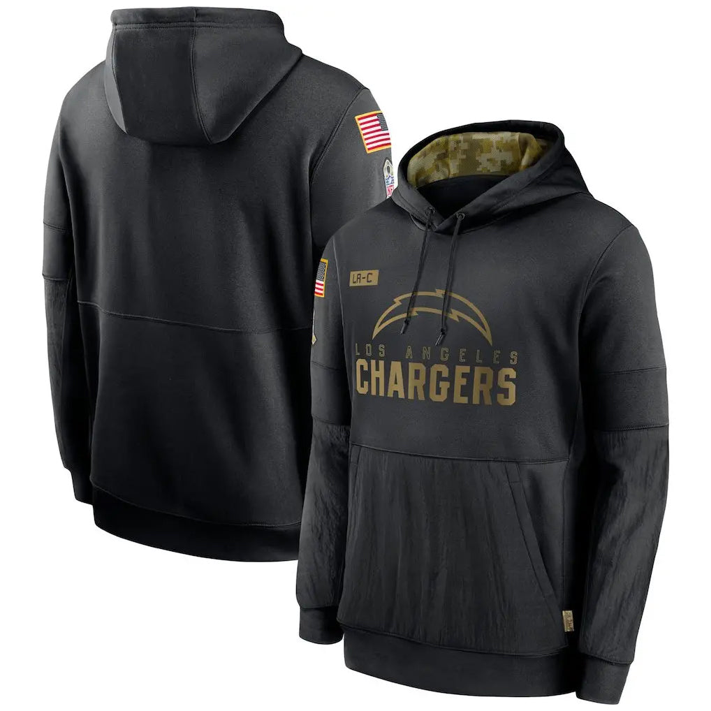 Tlead LA.Chargers Black Salute to Service Hoodies Limited Game Blank Player Stitched Jerseys