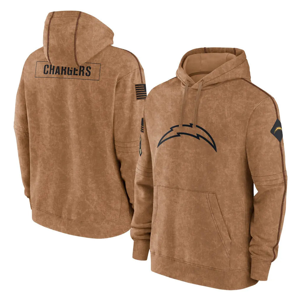 Tlead LA.Chargers Brown Salute to Service Hoodies Limited Game Blank Player Stitched Jerseys