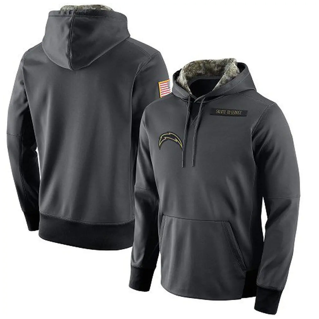 Tlead LA.Chargers Gray Pullover Hoodie Home Game Blank Player Stitched Jerseys
