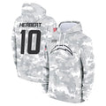 Tlead LA.Chargers #10 Justin Herbert Player Arctic Camo Salute To Service Limited Hoodies Game Stitched Jerseys