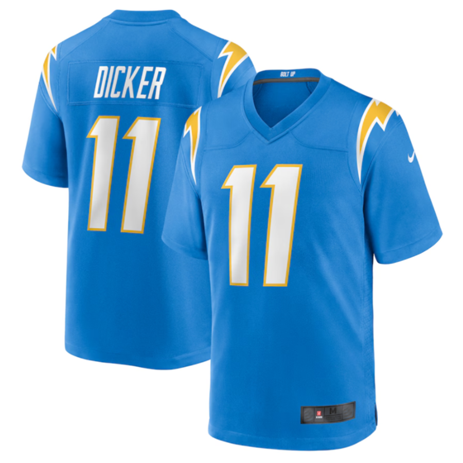 Tlead LA.Chargers #11 Cameron Dicker Powder Blue Game Jersey Stitched Jerseys