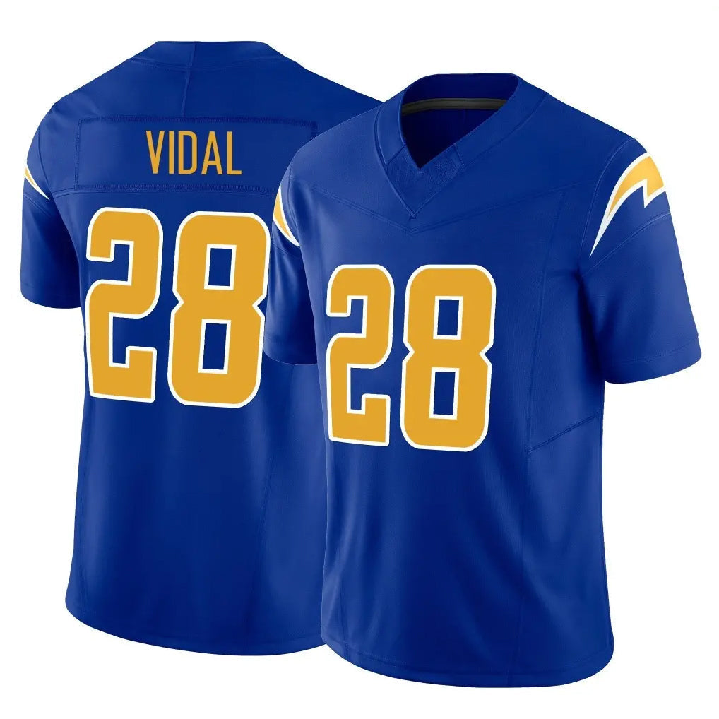 Tlead LA.Chargers #28 Kimani Vidal Player Royal Limited Vapor F.U.S.E. Home Game Stitched Jerseys