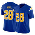 Tlead LA.Chargers #28 Kimani Vidal Player Royal Limited Vapor F.U.S.E. Home Game Stitched Jerseys