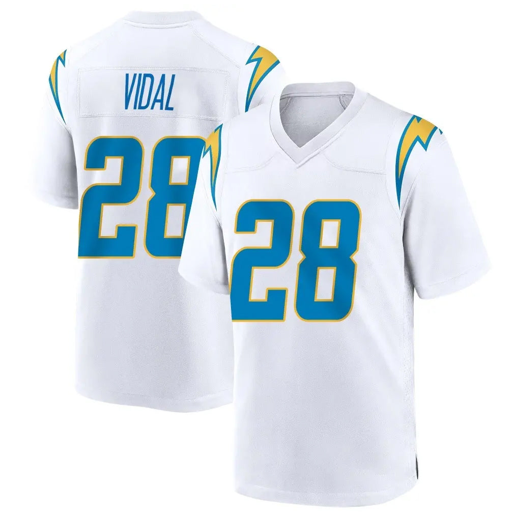 Tlead LA.Chargers #28 Kimani Vidal Player White Home Game Stitched Jerseys