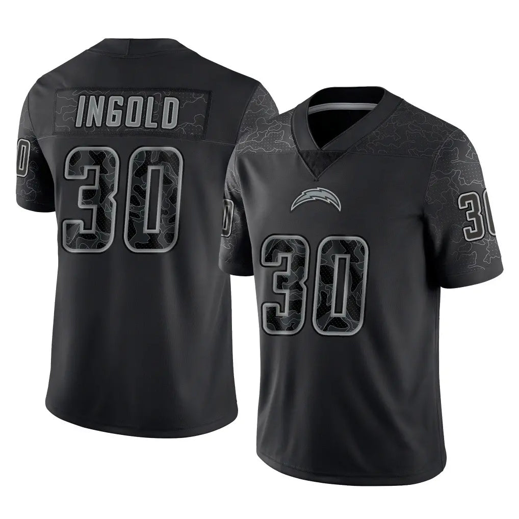 Tlead LA.Chargers #30 Alec Ingold Player Black Limited Reflective Home Game Stitched Jerseys