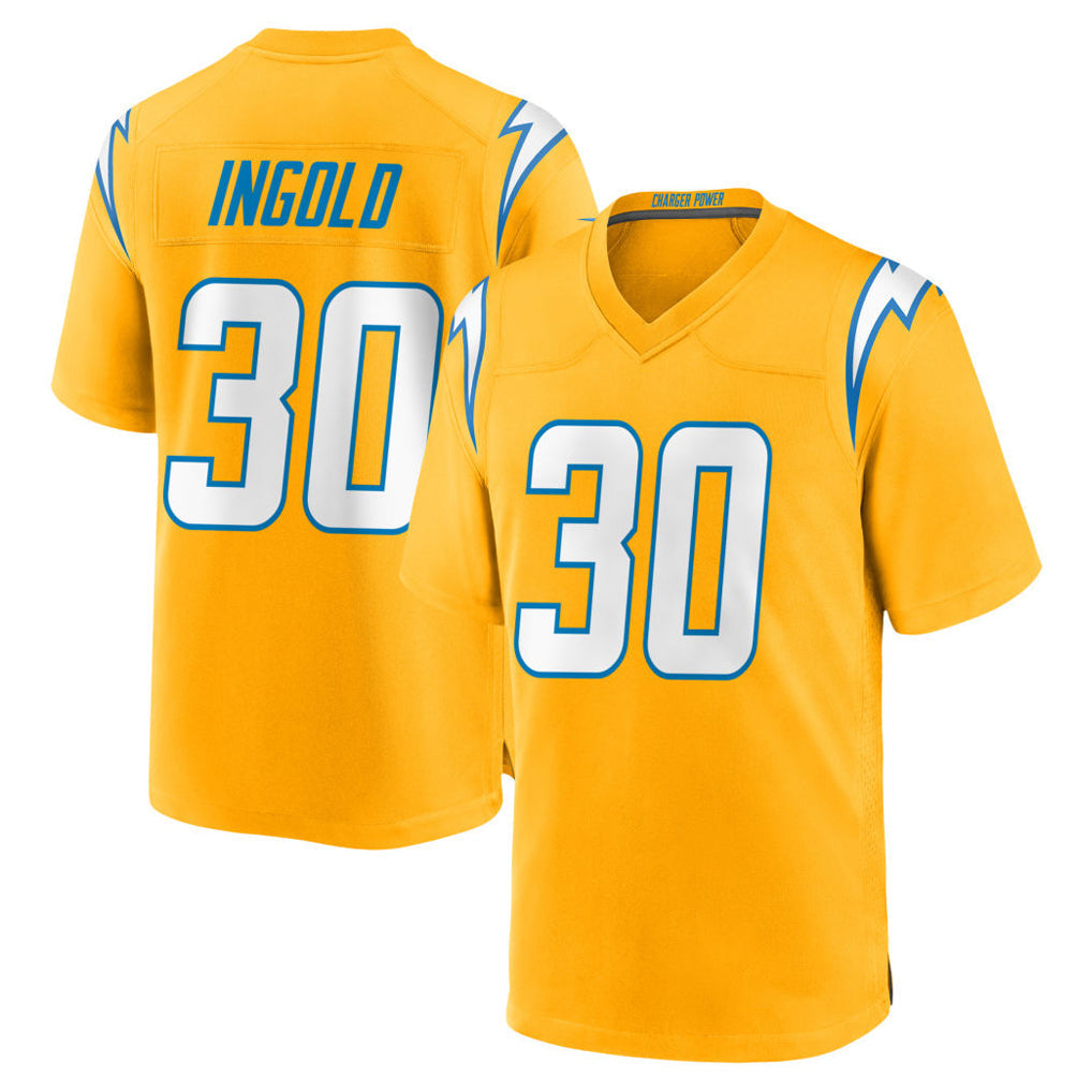 Tlead LA.Chargers #30 Alec Ingold Player Gold Home Game Stitched Jerseys