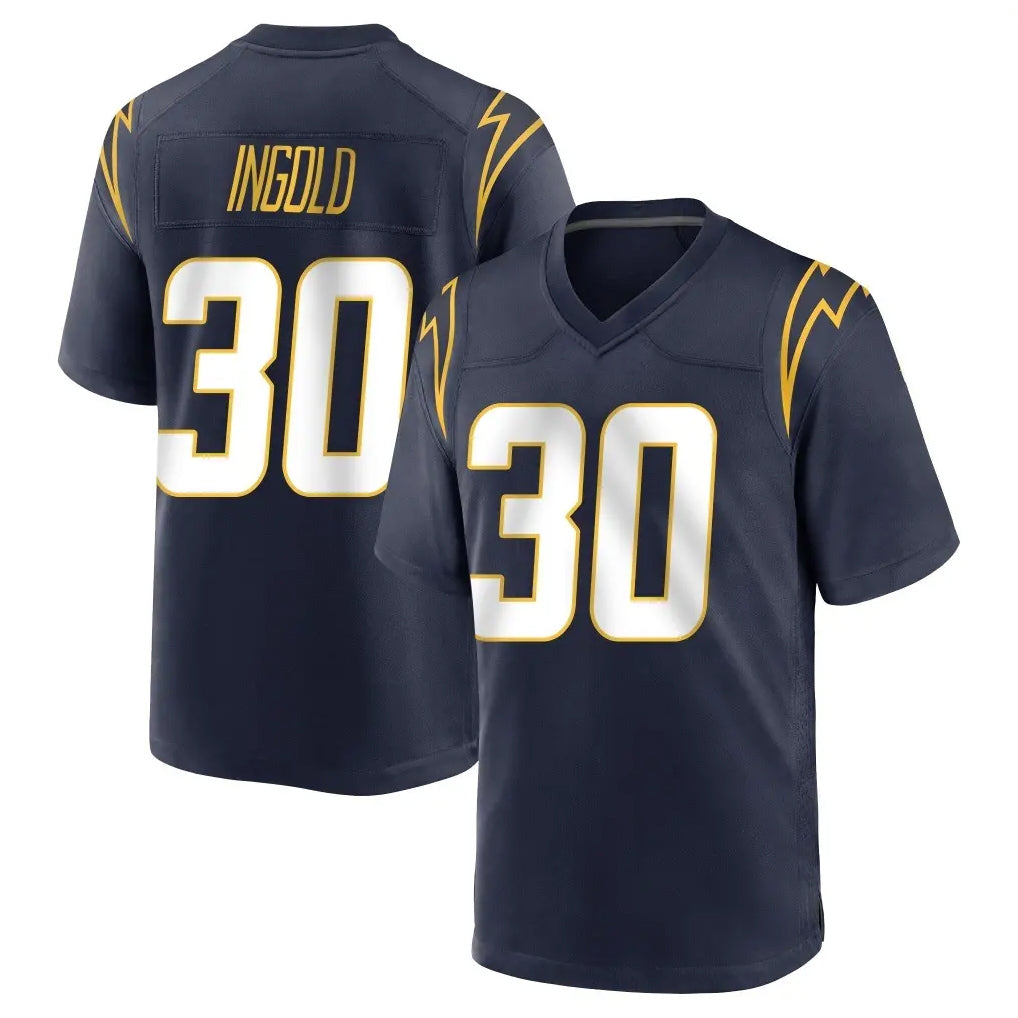 Tlead LA.Chargers #30 Alec Ingold Player Navy Home Game Stitched Jerseys