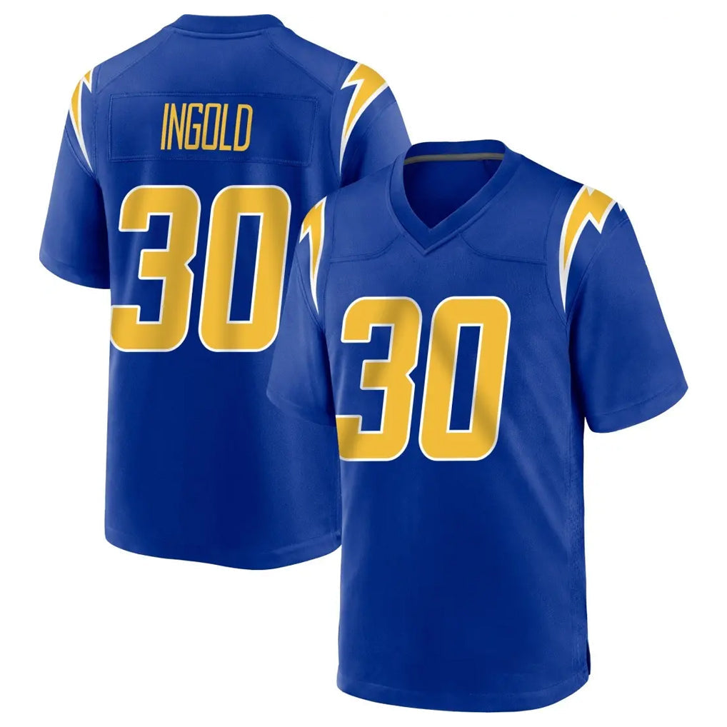 Tlead LA.Chargers #30 Alec Ingold Player Royal Home Game Stitched Jerseys