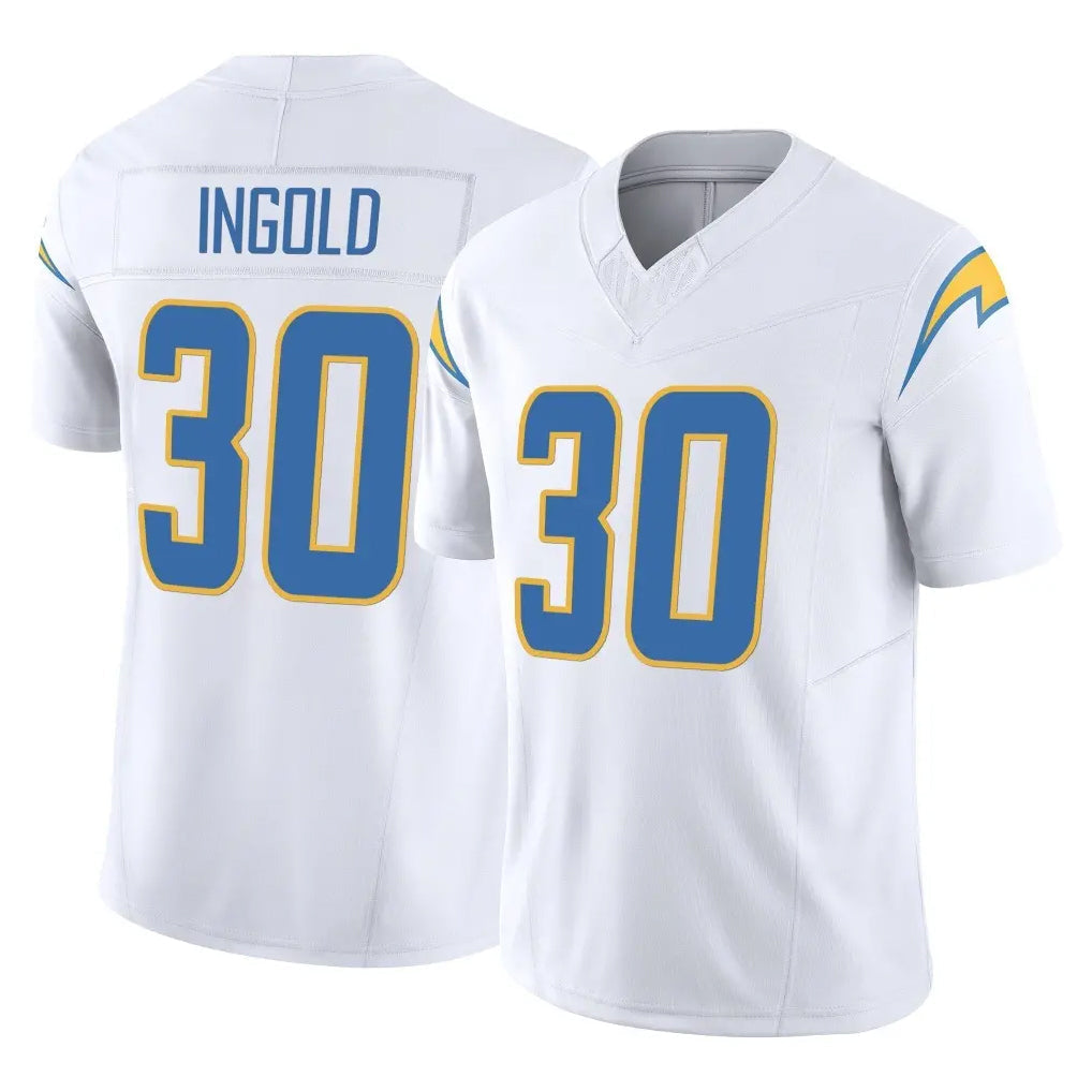 Tlead LA.Chargers #30 Alec Ingold Player White Limited Vapor F.U.S.E. Home Game Stitched Jerseys