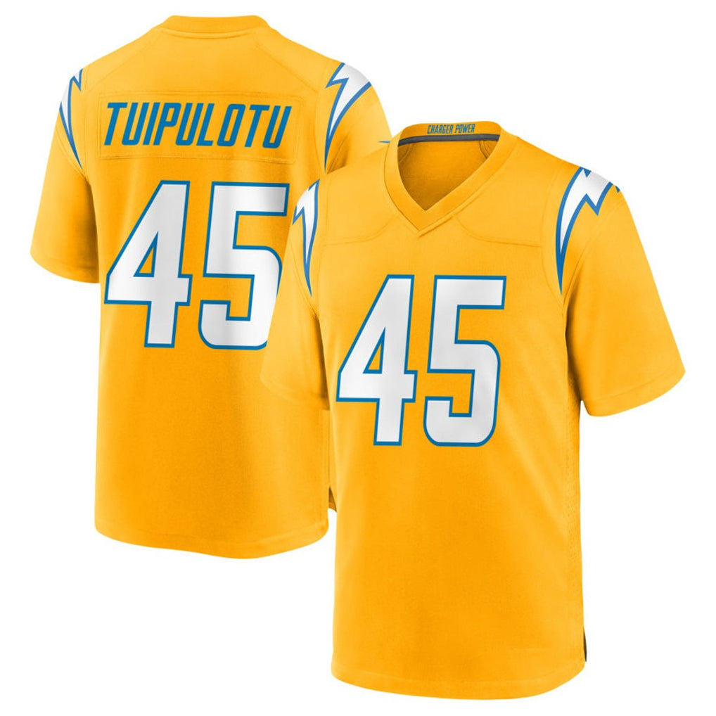 Tlead LA.Chargers #45 Tuli Tuipulotu Player Gold Home Game Stitched Jerseys