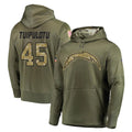 Tlead LA.Chargers #45 Tuli Tuipulotu Player Olive Salute to Service Pullover Hoodies Home Game Stitched Jerseys