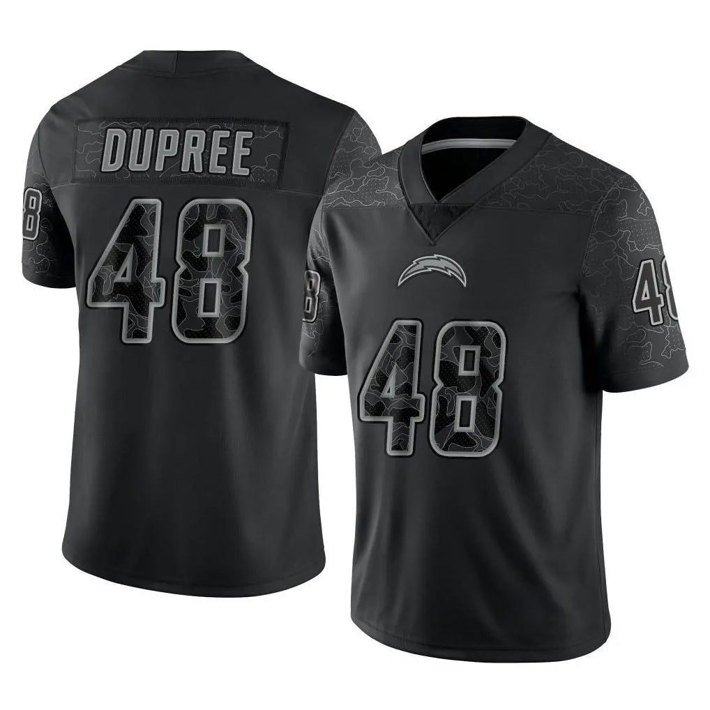 Tlead LA.Chargers #48 Bud Dupree Player Black Limited Reflective Home Game Stitched Jerseys