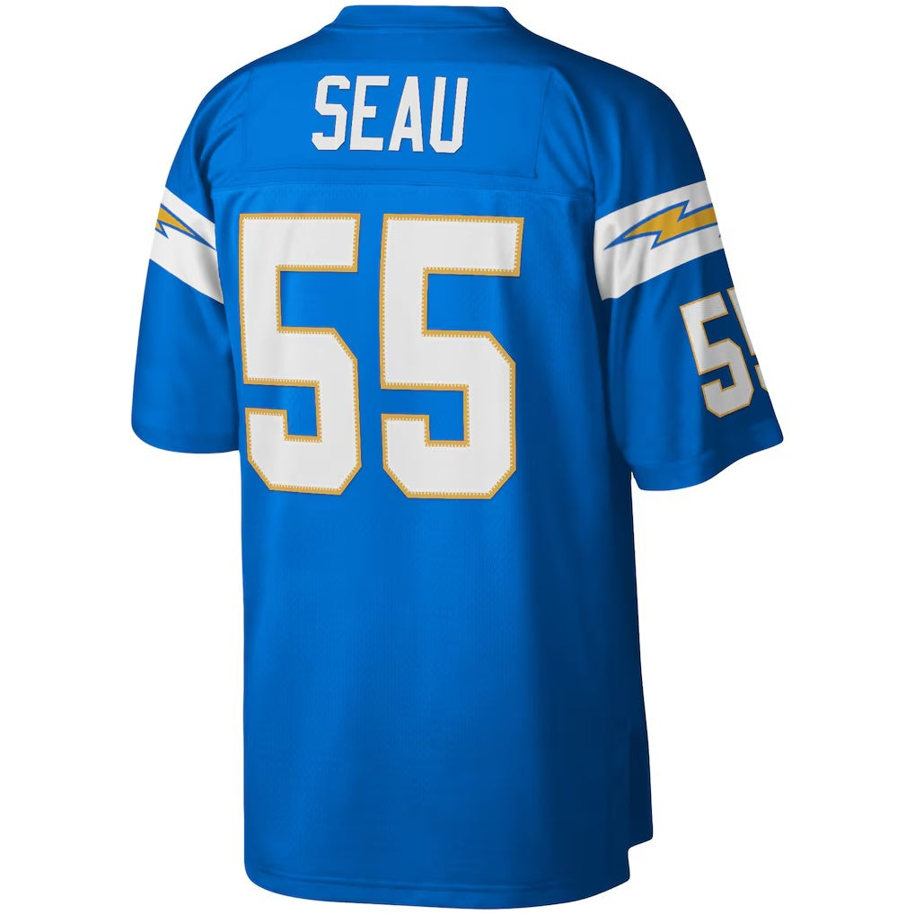 Tlead LA.Chargers #55 Junior Seau Mitchell & Ness Powder Blue Legacy Replica Stitched Jerseys