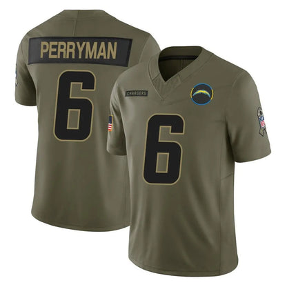 Tlead LA.Chargers #6 Denzel Perryman Player Olive 2025 Salute To Service Limited Game Stitched Jerseys