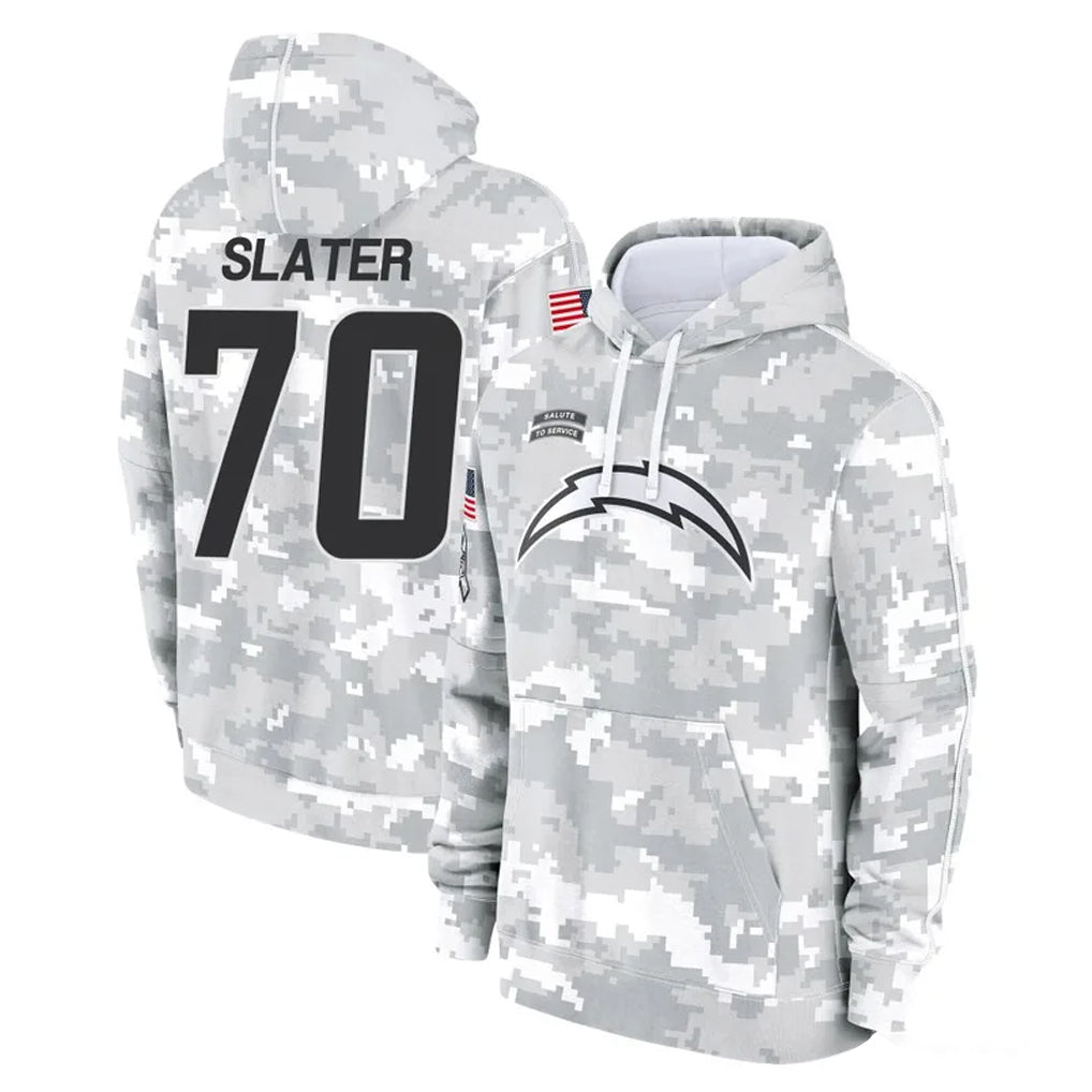 Tlead LA.Chargers #70 Rashawn Slater Player Arctic Camo Salute to Service Hoodies Limited Game Stitched Jerseys