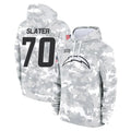 Tlead LA.Chargers #70 Rashawn Slater Player Arctic Camo Salute to Service Hoodies Limited Game Stitched Jerseys