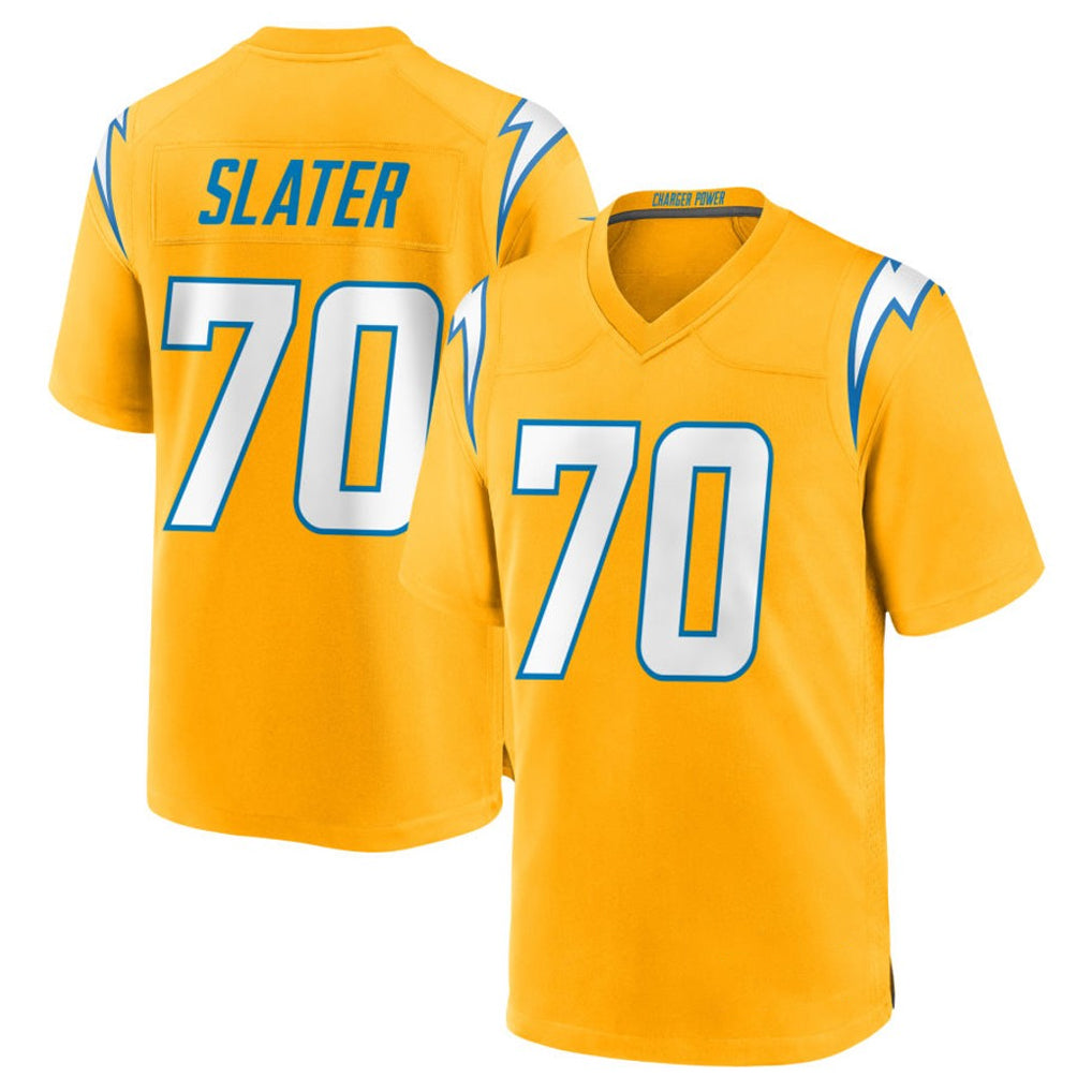 Tlead LA.Chargers #70 Rashawn Slater Player Gold Home Game Stitched Jerseys