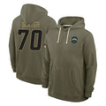 Tlead LA.Chargers #70 Rashawn Slater Player Olive Salute to Service Pullover Hoodies Limited Stitched Jerseys