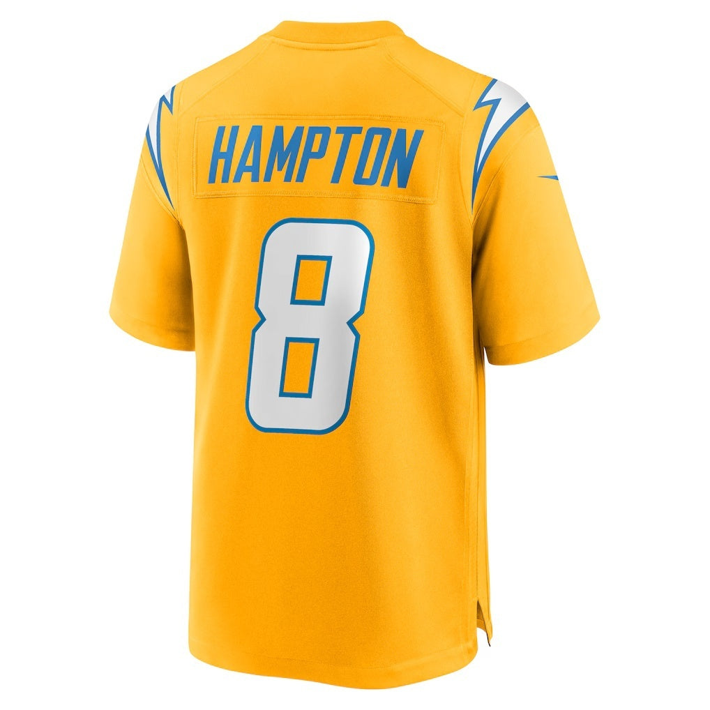 Tlead LA.Chargers #8 Omarion Hampton Gold Alternate Charger Power Game Player Stitched Jerseys