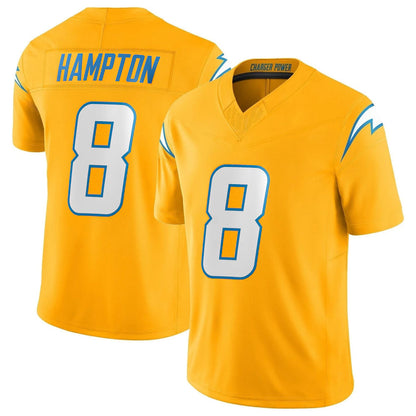 Tlead LA.Chargers #8 Omarion Hampton Player Gold Limited Vapor F.U.S.E. Home Game Stitched Jerseys