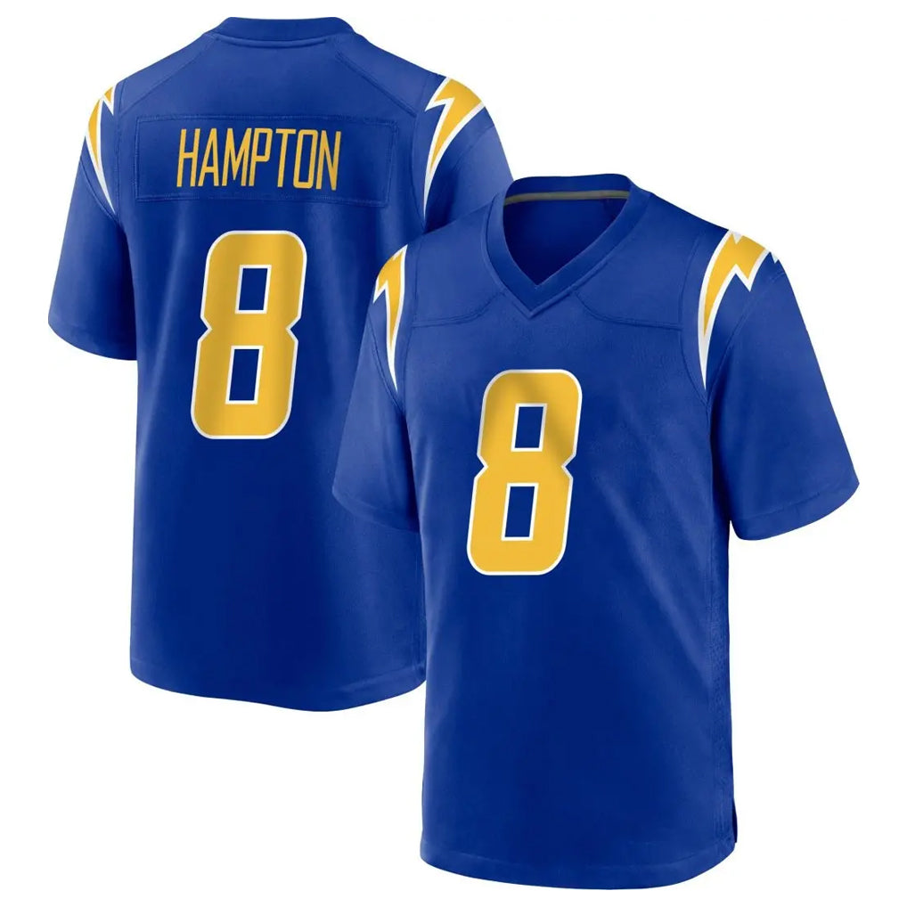 Tlead LA.Chargers #8 Omarion Hampton Player Royal Home Game Stitched Jerseys
