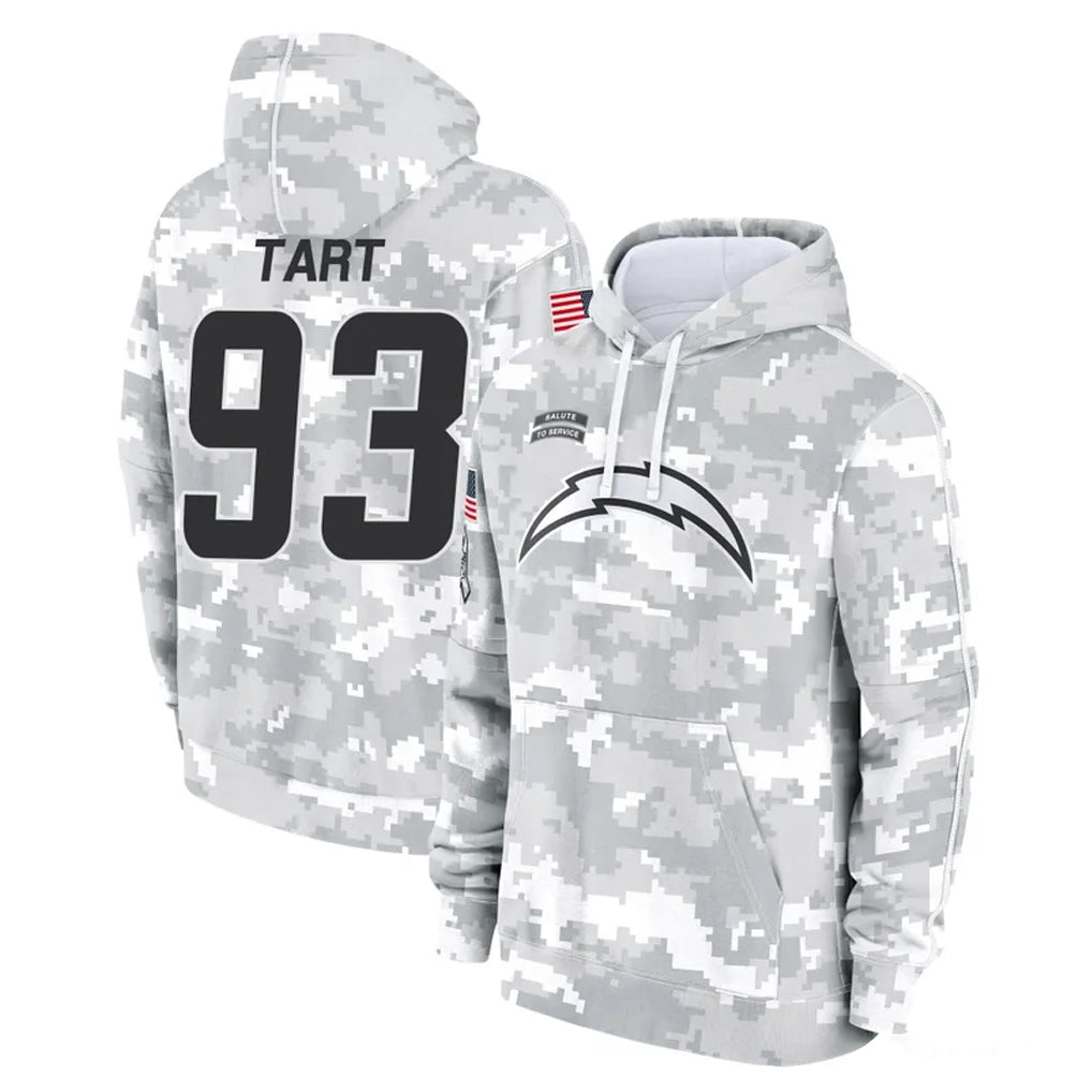 Tlead LA.Chargers #93 Teair Tart Player Arctic Camo Salute to Service Hoodies Limited Game Stitched Jerseys