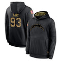 Tlead LA.Chargers #93 Teair Tart Player Black Salute to Service Hoodies Limited Game Stitched Jerseys