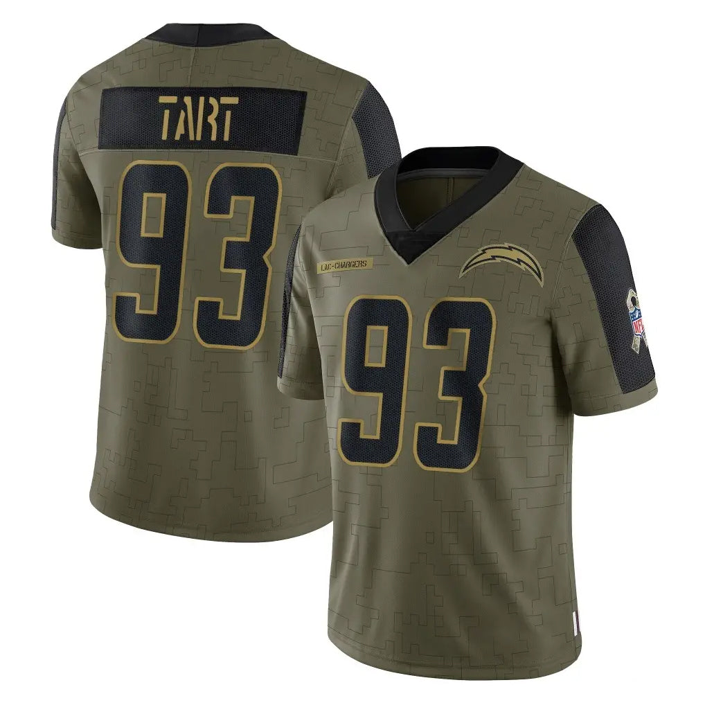 Tlead LA.Chargers #93 Teair Tart Player Olive Salute To Service Limited Game Stitched Jerseys