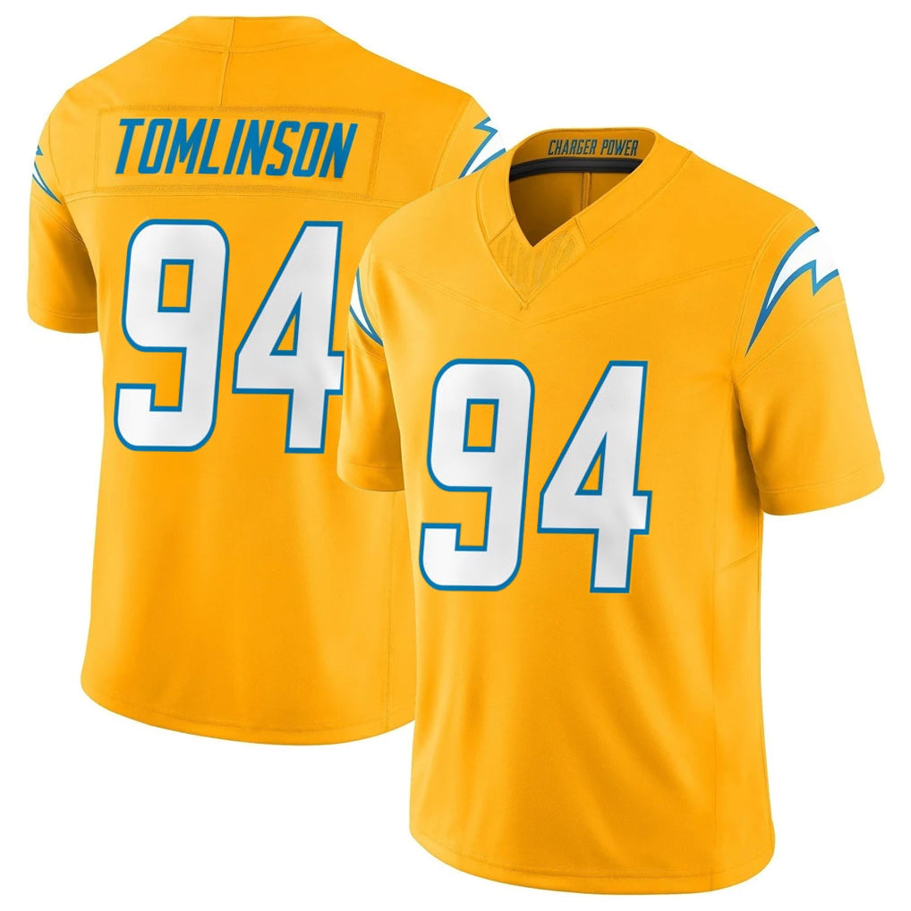 Tlead LA.Chargers #94 Dalvin Tomlinson Player Gold Limited Vapor F.U.S.E. Home Game Stitched Jerseys