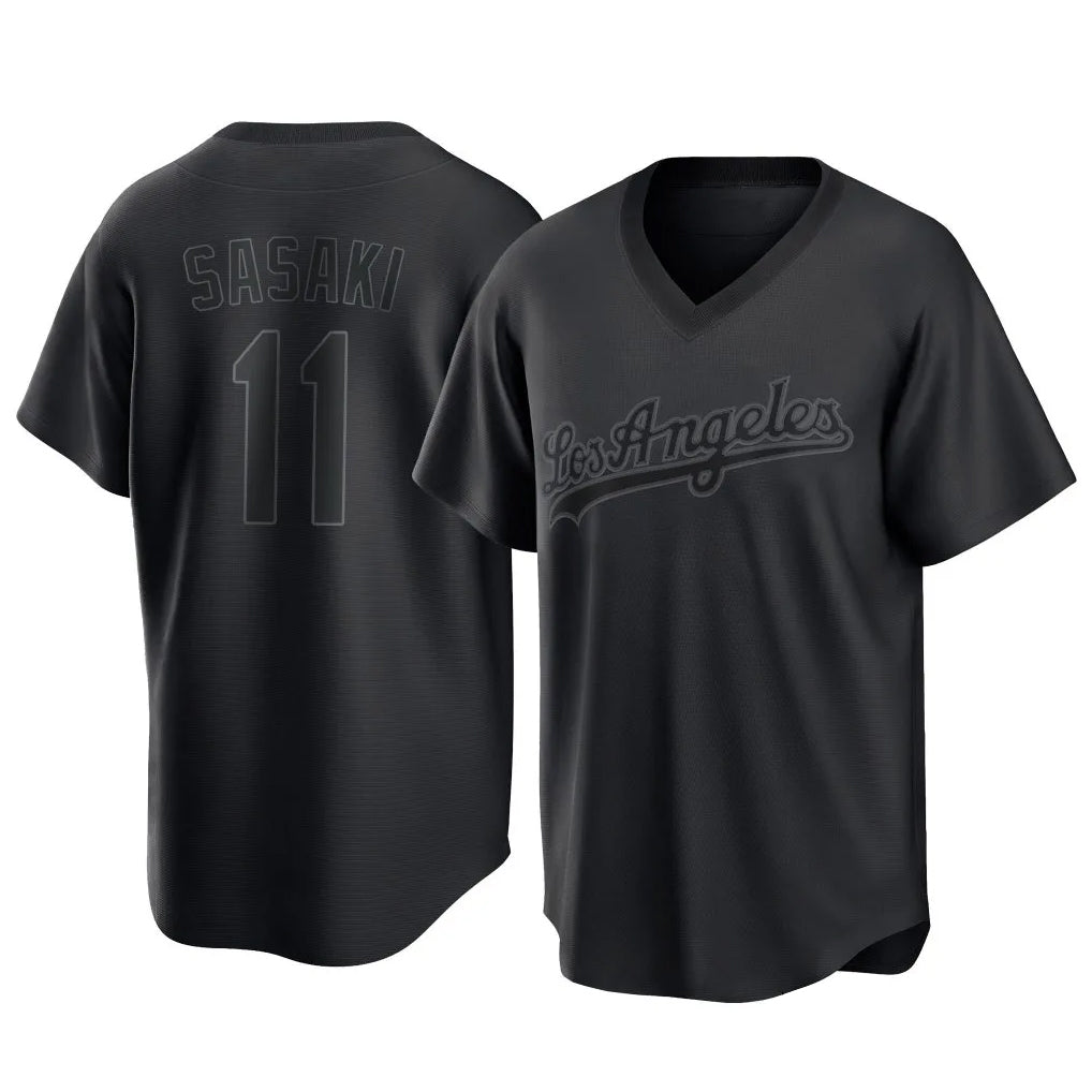 Tlead LA.Dodgers #11 Roki Sasaki Player Black Pitch Fashion T-shirt Stitched Jerseys