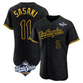 Tlead LA.Dodgers #11 Roki Sasaki Player Black World Series Snake Skin City Limited Elite Home Stitched Jerseys