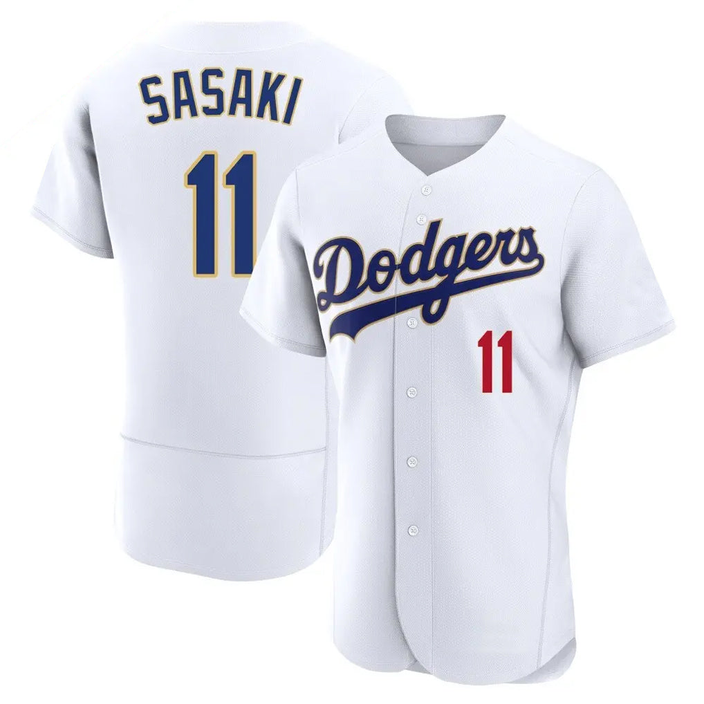 Tlead LA.Dodgers #11 Roki Sasaki Player Gold White 2026 Collection Stadium Limited Elite Stitched Jerseys