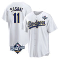 Tlead LA.Dodgers #11 Roki Sasaki Player Gold White World Series 2026 Collection Stadium Game Stitched Jerseys