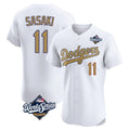 Tlead LA.Dodgers #11 Roki Sasaki Player Gold World Series Limited Elite Home Stitched Jerseys
