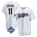 Tlead LA.Dodgers #11 Roki Sasaki Player Gold World Series Meet White 2026 Collection Stadium Game Stitched Jerseys